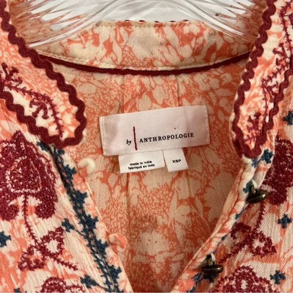 Anthropologie Claudia Embroidered Tunic Size XS Petite - Picture 5 of 8